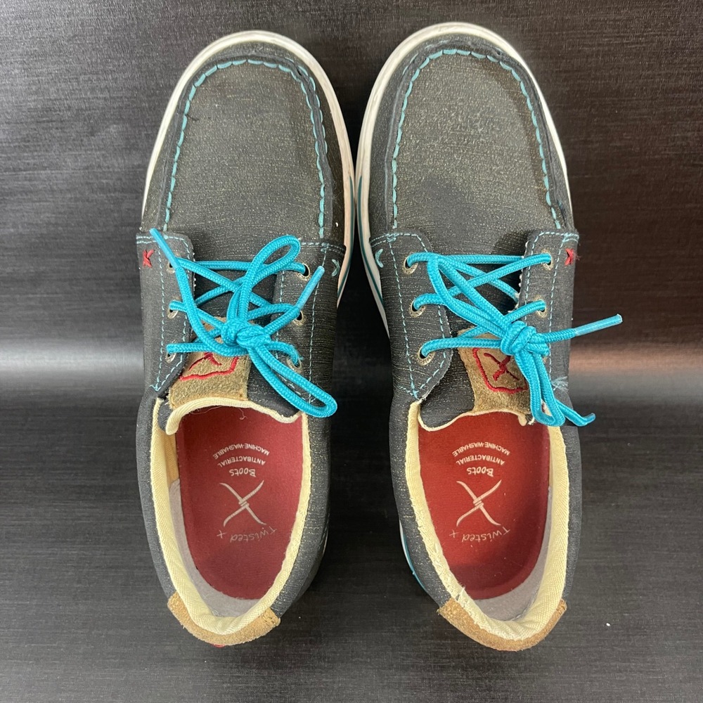 Twisted X Kicks Dura Womens size 7.5 Grey Turquoise Leather Lace Up Casual Shoes - Picture 9 of 9